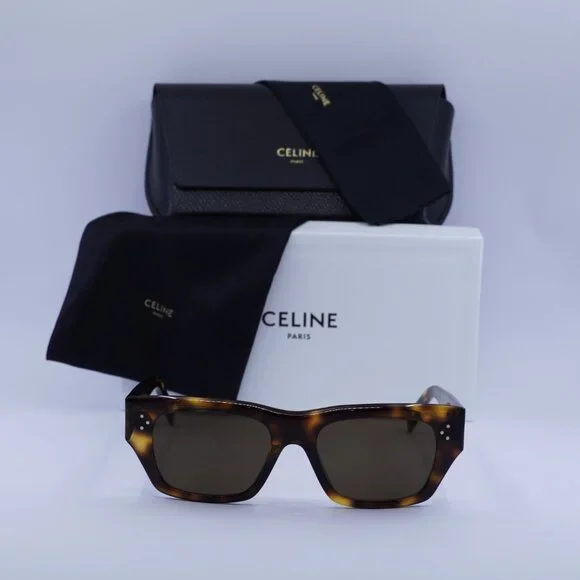 Celine CL40297U 53E Square Sunglasses - Blonde Havana/Brown display picture 3